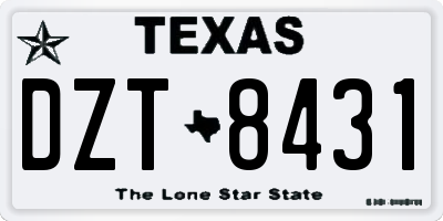 TX license plate DZT8431