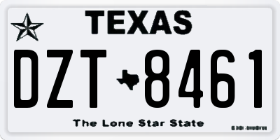 TX license plate DZT8461