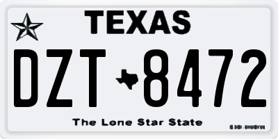 TX license plate DZT8472