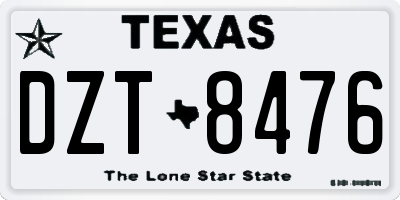 TX license plate DZT8476
