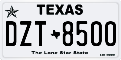 TX license plate DZT8500