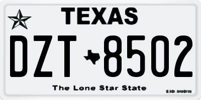 TX license plate DZT8502