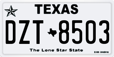 TX license plate DZT8503