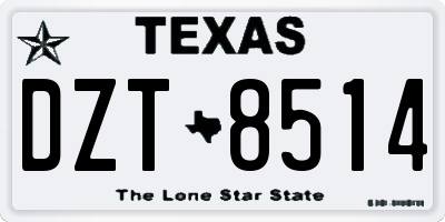 TX license plate DZT8514