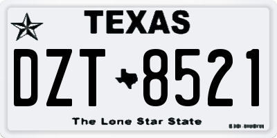TX license plate DZT8521