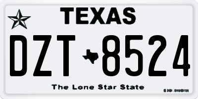 TX license plate DZT8524