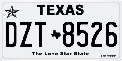 TX license plate DZT8526