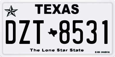 TX license plate DZT8531