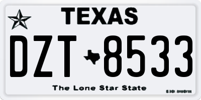 TX license plate DZT8533