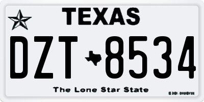 TX license plate DZT8534