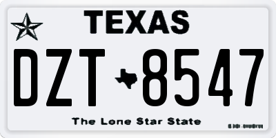 TX license plate DZT8547