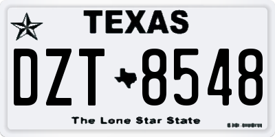 TX license plate DZT8548
