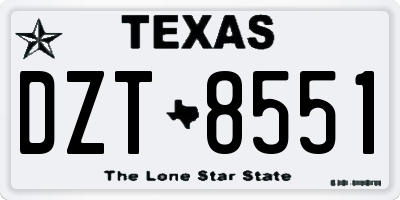TX license plate DZT8551
