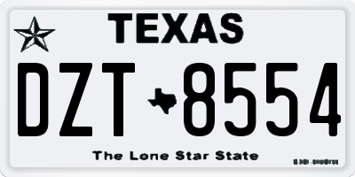 TX license plate DZT8554