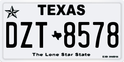 TX license plate DZT8578