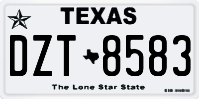 TX license plate DZT8583