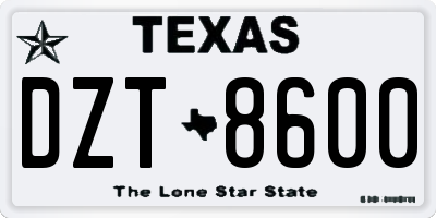 TX license plate DZT8600