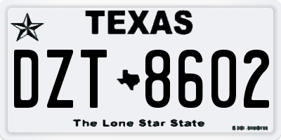 TX license plate DZT8602