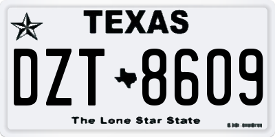 TX license plate DZT8609