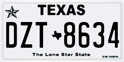 TX license plate DZT8634