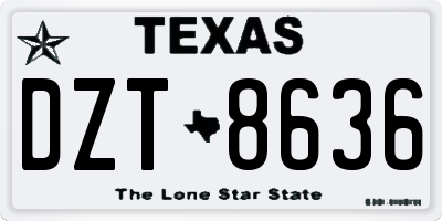 TX license plate DZT8636