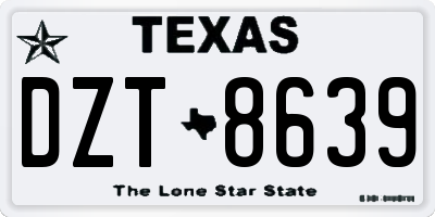 TX license plate DZT8639