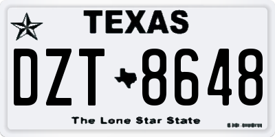 TX license plate DZT8648