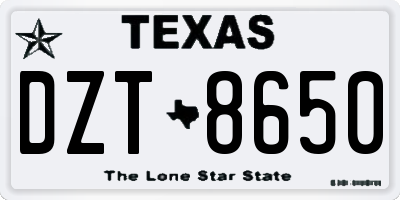 TX license plate DZT8650