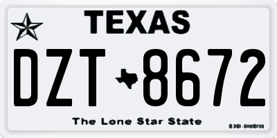 TX license plate DZT8672