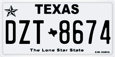 TX license plate DZT8674