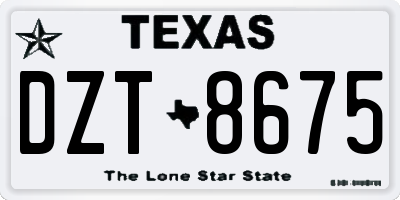 TX license plate DZT8675