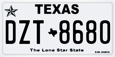 TX license plate DZT8680