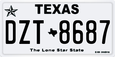 TX license plate DZT8687