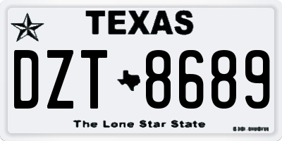 TX license plate DZT8689