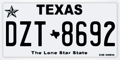 TX license plate DZT8692