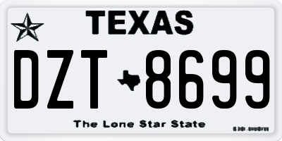 TX license plate DZT8699