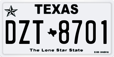 TX license plate DZT8701