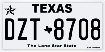 TX license plate DZT8708