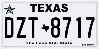 TX license plate DZT8717