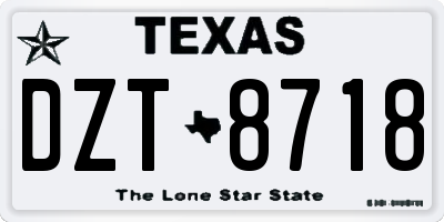 TX license plate DZT8718
