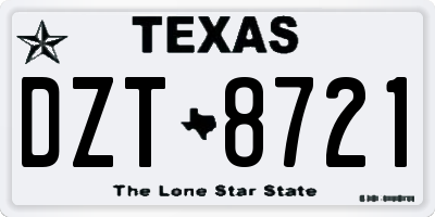 TX license plate DZT8721