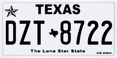 TX license plate DZT8722