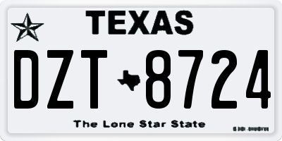 TX license plate DZT8724