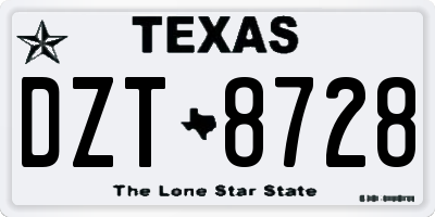 TX license plate DZT8728