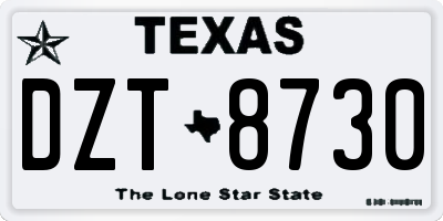 TX license plate DZT8730
