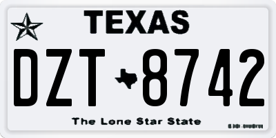 TX license plate DZT8742