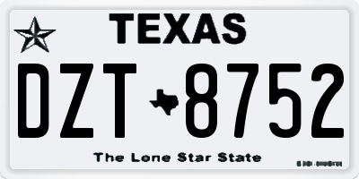 TX license plate DZT8752
