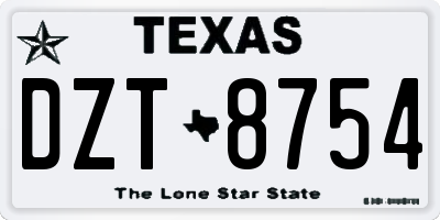 TX license plate DZT8754
