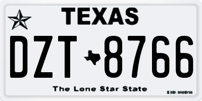 TX license plate DZT8766