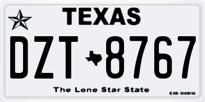 TX license plate DZT8767
